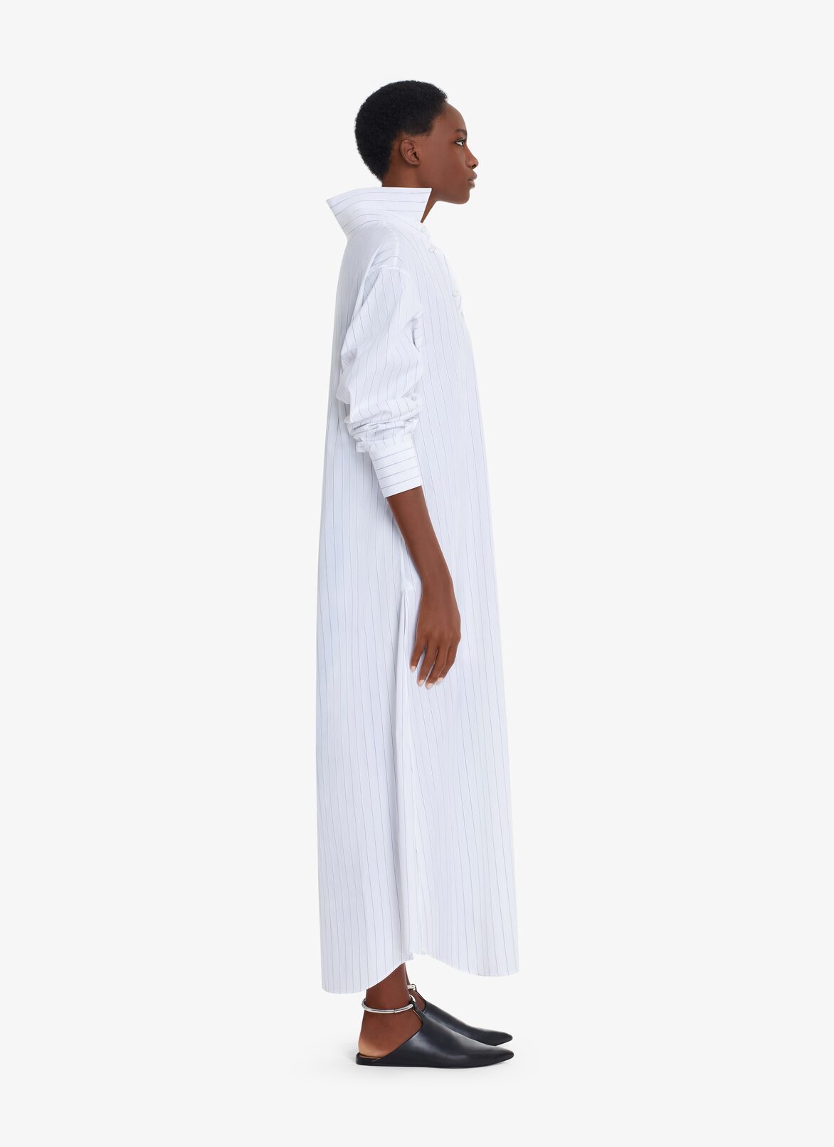 LONG LOOSE STRIPED POPLIN SHIRTDRESS ALAÏA WHITE/BLUE LONG LOOSE STRIPED POPLIN SHIRTDRESS
